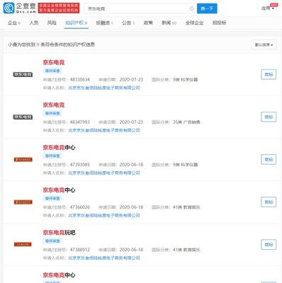 京东关联公司注册 &ldquo;京东电竞&rdquo;商标